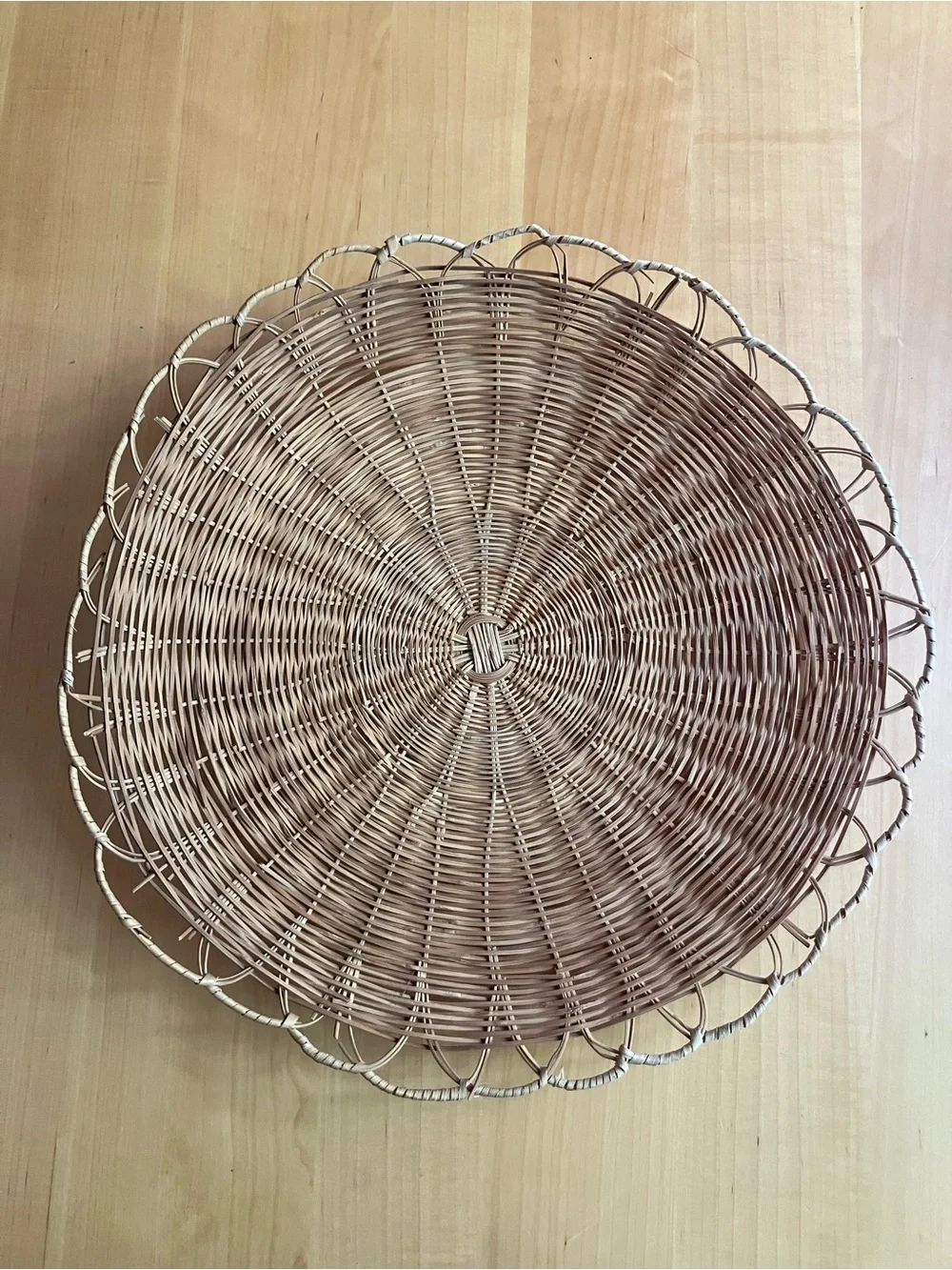 Woven Round Rattan Serving Tray - Natural Brown